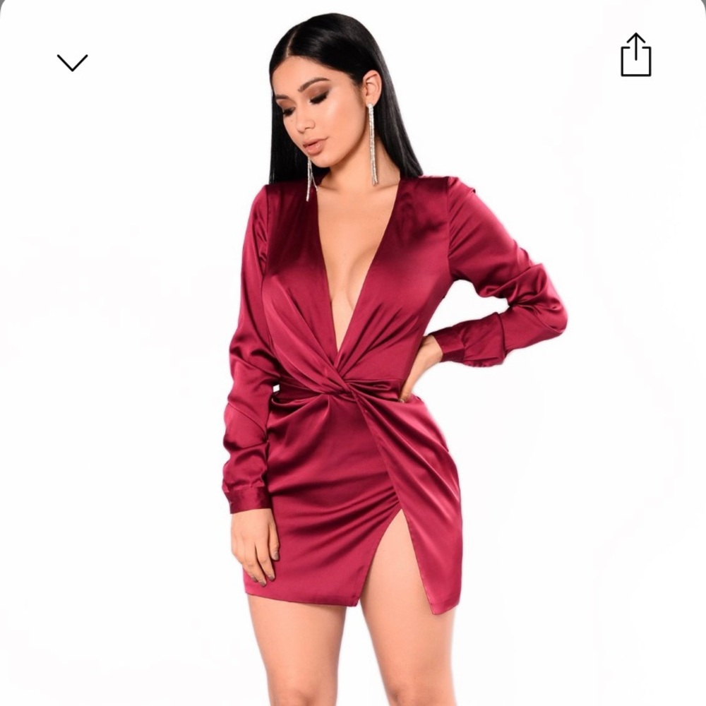Burgundy Satin Mini Dress